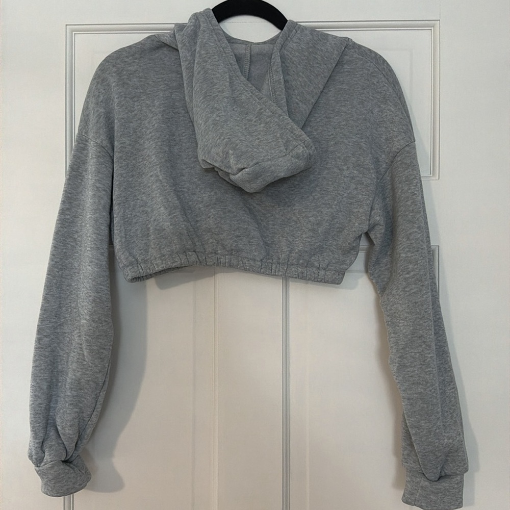 Shein Gray Cropped Hoodie - Picture 2 of 3